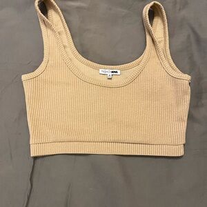 Fashion Nova Beige Ribbed Crop‎ Top